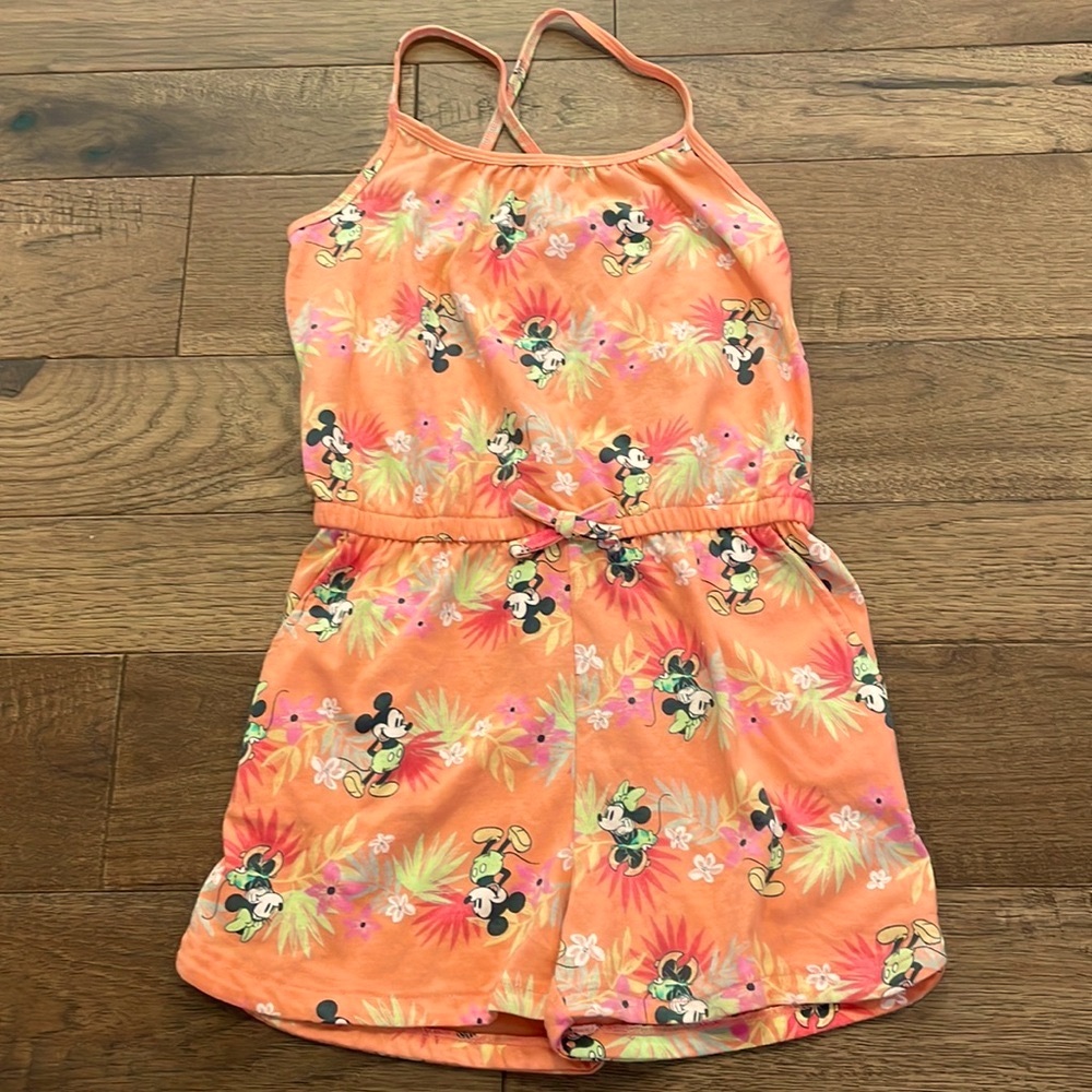 NWOT Disney Minnie & Mickey Tropical Cross-back Romper Size 6X